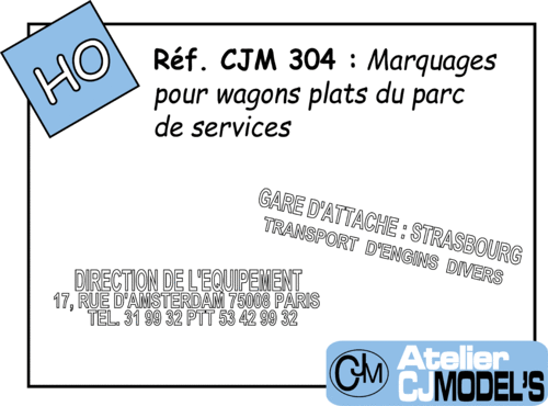 CJM 304 : Marquages pour wagons plats de l'Infra