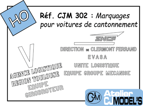 CJM 302 : Décalques pour voitures d'hébergement