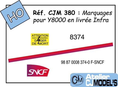 CJM 380 : Marquages pour Y8000 INFRA